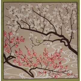 Furoshiki Wrapping Cloth Plum Blossoms and Birdies Motif Japanese Fabric 50cm