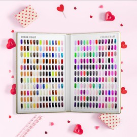 Vnjaoi 308 Colors Nail Swatches Book with 360 Nail Tips Professional Nail Color Chart Card Display Gel Polish Book Nail Painting Practice Design Board No Need Pasting, No Need Glue for Nail Salons