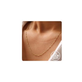 Singapore Twist Chain Silver Chain Women's 925 without Pendant Chain Silver 925/585 Gold Plated Silver Necklace Silver Gold Women 925 Sterling Silver Chain Jewelry Gifts Girls 35CM-55CM