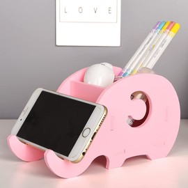 Roontin Pencil Holder For Desk Pretty Elephant Design Phone Holder - Stationary Organiser(Pink)