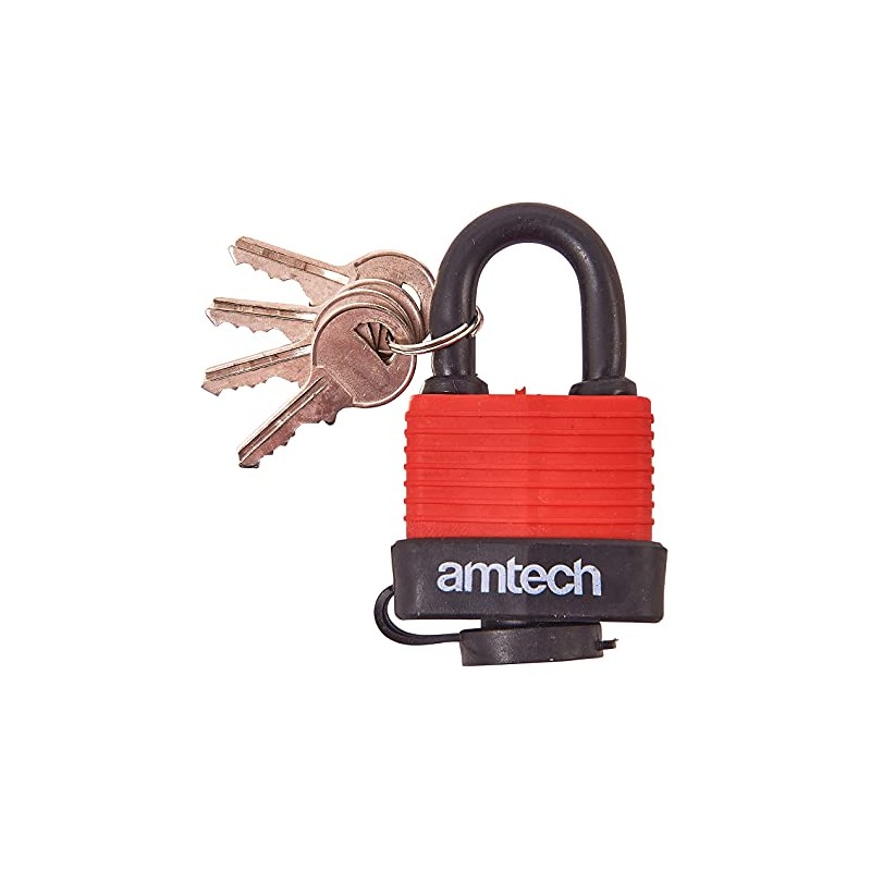 Amtech T0745 40mm Weatherproof Padlock Black & Red