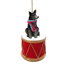 Little Drummer Australian Cattle Dog Blue Christmas Ornament - Hand Painted - Delightful