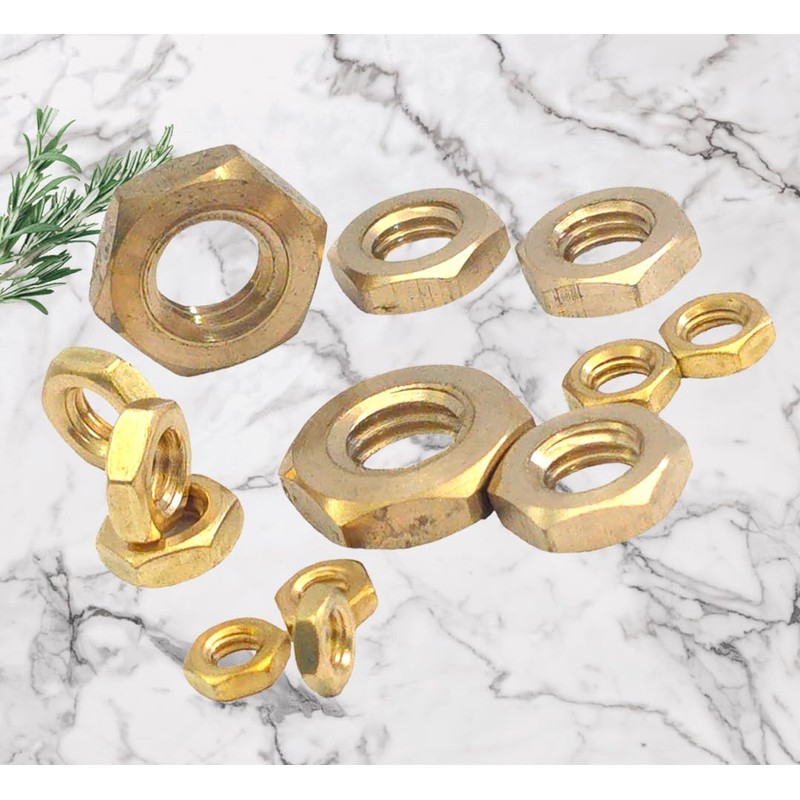 M6 Solid Brass Half Nuts DIN 439 (Pack of 10)