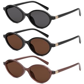 ELITERA Retro Oval Polarized Sunglasses for Womens & Men - Trendy Sunnies UV400 Protection Lightweight Vintage Round Style(Tea+Grey+BlackTea,48mm)