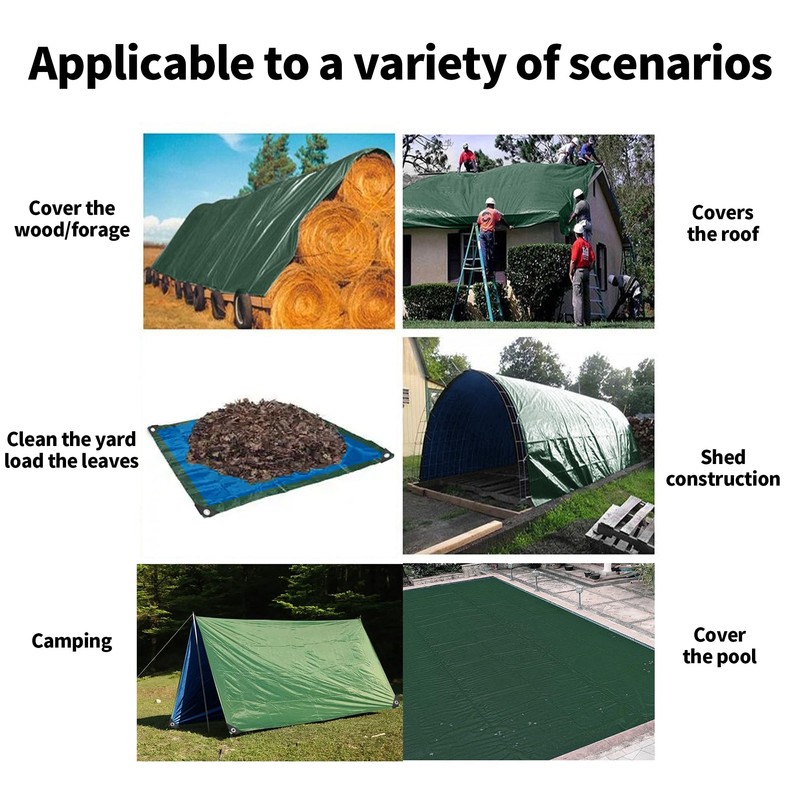 TARPAL 4x4 Feet Small Tarp Waterproof 6mil (2 Pack) Green