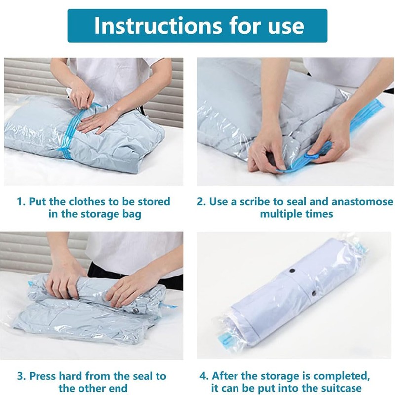 iDopick 8 Pack Compression Bags for Travel,Cream Roll Up Space
