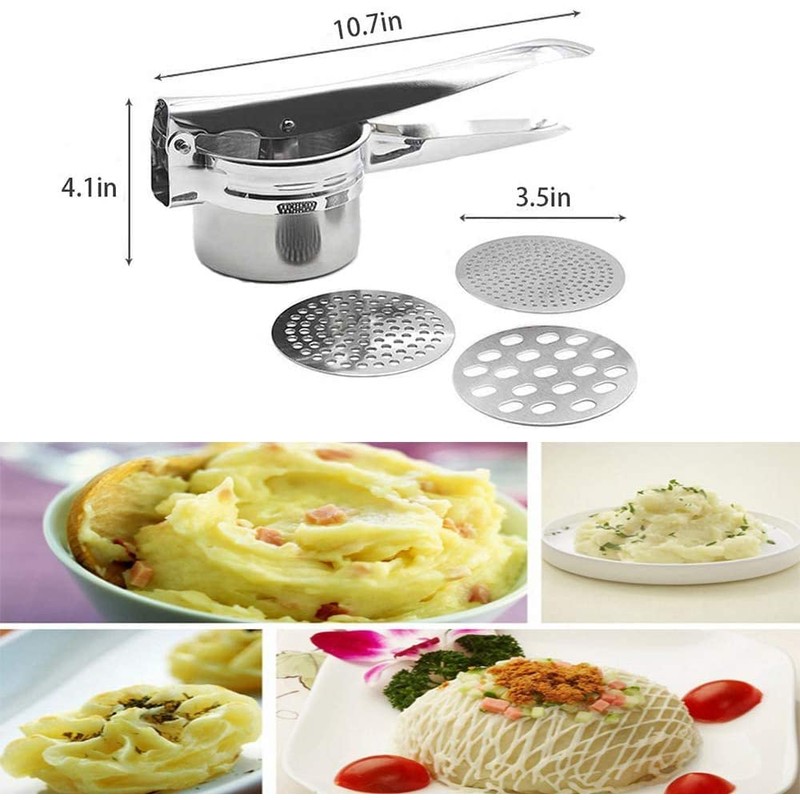 Potato Masher, Stainless Steel Potato Ricer, Manual Squeezer, Vegetable Masher,