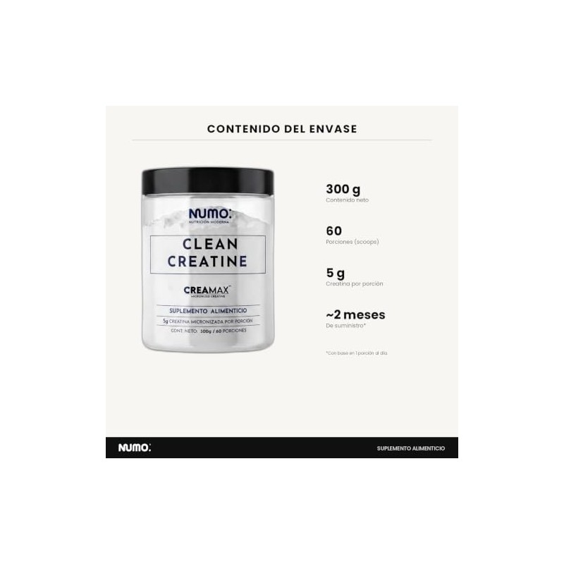 NUMO Creatina Monohidratada Micronizada CREAMAX 300g | 60 Porciones |