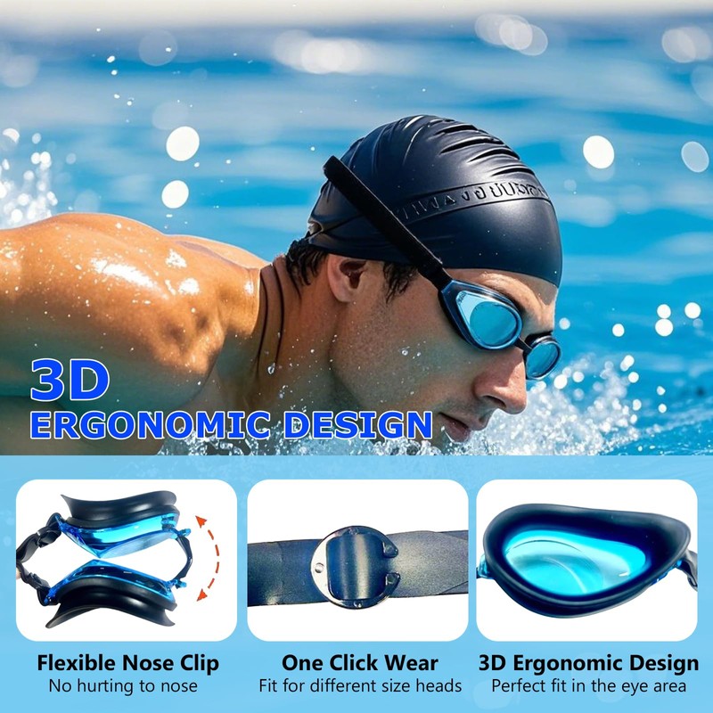 Professional Swimming Goggles, Blue Tinted Lenses, Adjustable Strap, Competition Racing