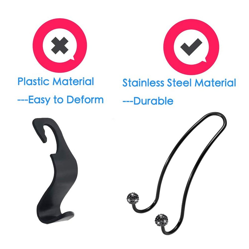 SAVORI Auto Hooks Bling Car Hangers Organizer Seat Headrest Hooks