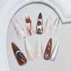 Almond Press on Nails Long Fake Nails with Butterfly Cherry
