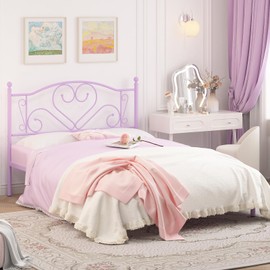 Weehom Full Size Bed Frame with Headboard, Heavy Duty Steel Slat Support Platform Under Bed Storage Space No Box Spring Needed, Purple