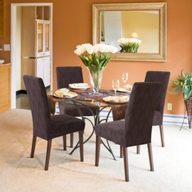 MEIVINES Chair Covers, Set of 4 Covers for Swing Chairs, Stretch Chair Covers for Dining Room Chairs, Chair Covers, Brown, for Home, Kitchen, Hotel, Restaurant, Banquet, Wedding, Party (Brown, 4