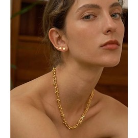 DORANA 3 Pairs Small Gold Stud Earrings for Women Hypoallergenic 14K Gold Stud Earring Dainty Small Cubic Zirconia Dot Tiny Cute Studs Earring Set for Multiple Piercings