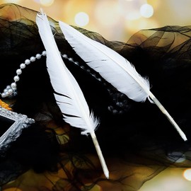 ccHuDE 6 Pcs White Feather Quill Pens Vintage Feather Signing Pen Wedding Fancy Signature Pen Black Ink Writing Pens for Party Guests