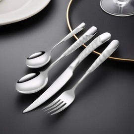 SPARKYKAIY 6 Pcs Spoons Silverware Set, Stainless Steel Serving Mirror Finish Tea Coffee Spoons, Elegant Tablespoon for Home & Restauran, (S, Silver)