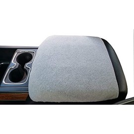 Car Console Covers Plus Made in USA Fleece Center Armrest Console Cover Designed for GMC Yukon XL 2019-2020 with Fixed Double Cup Holder Center Console Light Gray