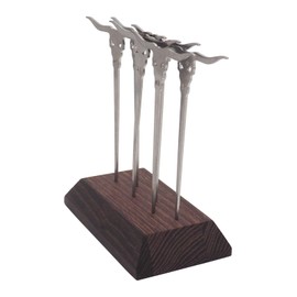 Stainless Steel Hamburger Skewers/Party Skewers/BBQ (Pack of 3 & Holder)