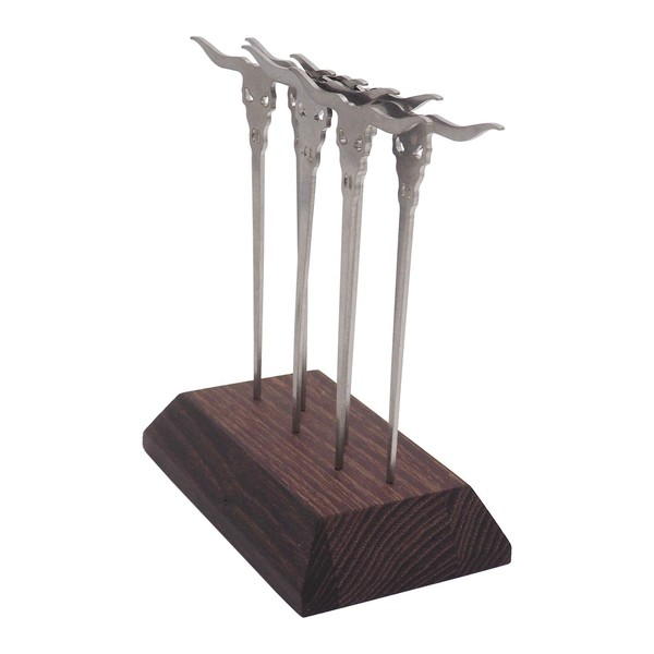 Stainless Steel Hamburger Skewers/Party Skewers/BBQ (Pack of 3 & Holder)