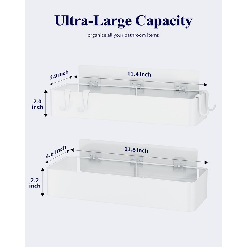 Kitsure Shower Caddy - 2 Pack Adhesive Shower Organizer, Rustproof