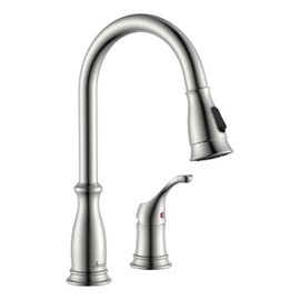 APPASO 2 Hole Kitchen Faucet with Pull Down Sprayer, Stainless Steel Brushed Nickel Commercial Kitchen Sink Faucet with Side Single Handle, APS278BN