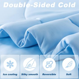 bedsmile Queen Size Cooling Comforters, Soft Cooling Blanket for Hot Sleepers, Double-Sided Cool Tech Comforter, Q-Max>0.4, Breathable & Lightweight Duvet Insert, Sky Blue