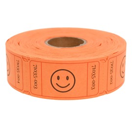 L LIKED 500-Count Smile Raffle Tickets-1"x2" Single Roll Raffle Tickets -Orange (6 Color Selection),Easy-Tear Consecutive Numbered Tickets Ideal for Events, Carnivals, School Rewards & Prize Drawings