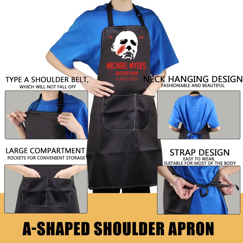 CMNIM Horror Michael Cooking Apron with Two Pockets Horror Movie