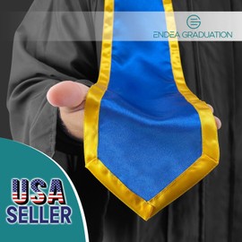 Endea Graduation Plain Honor Stole With Trim Color & Classic End Adult Unisex 72" (Royal Blue/Gold)