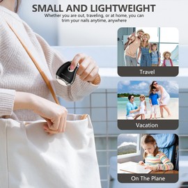 Type-C Rechargeable Electric Nail Clipper with LED Light, 3 Speeds - Safe, Automatic Nail File and Polish for Babies, Seniors, and Adults. Included Storage for Scraps (Black)