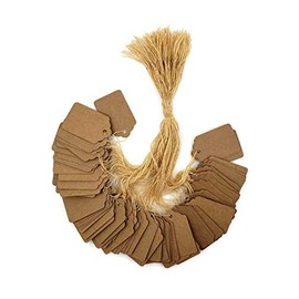 100 pcs Kraft Gift Marking Tags Price Labels Display Tags Strung for Crafts & Gifts. Personalize & Price Your Merchandise (1 1/8" x 1 3/4")