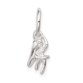 GemApex Pendant Charm 925 White Sterling Silver 's 12 mm 4 mm