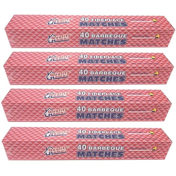 4 BOXES - 11" Fireplace Matches, Long Reach, 160 Matches Total by Quality Home