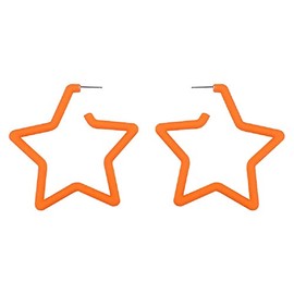 80 90s Colorful Big Acrylic Star Hoop Earrings Neon Geometric Party Accessories for Women Fluorescence Statement Jewelry-Orange