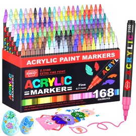 168 Colors Acrylic Paint Markers and ACRYLIAC PAINT PENS for Rock, Wood, Fabric, Glass, Canvas – Paint Marker and paint pens, acrylic Markers for Coloring Books & DIY Crafts
