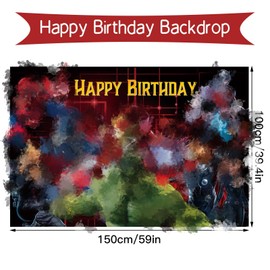 5x3FT Hero Backdrop, Birthday Party Decorations Photography Theme Party Supplies Backdrop, Happy Birthday Banner Background for Kids Boys Girl