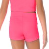 Destira Girls Gymnastic High Waisted Shorts, Neon Pink - Compression