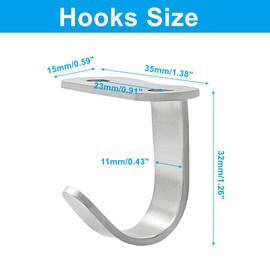 Piutouyar 6 Pack Silver Screw Mounted Ceiling Hooks, Heavy Duty Under-Shelf Coat Hook, Stainless Steel Towel/Robe Clothes Hook Hanger for Cabinet, Kitchen, Cupboard, Bathroom