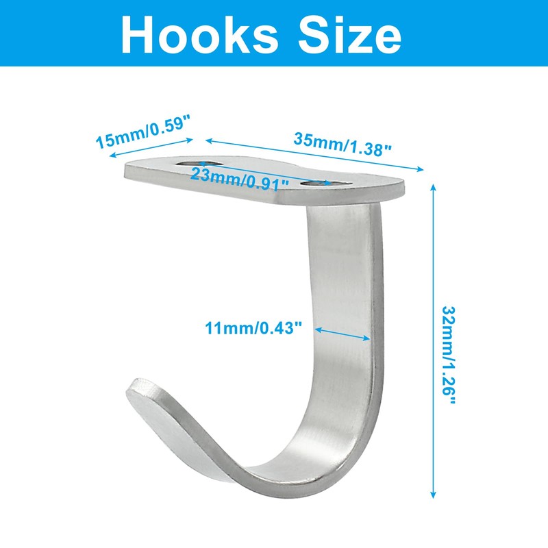 Piutouyar 6 Pack Silver Screw Mounted Ceiling Hooks, Heavy Duty