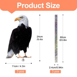 Kungfu Mall Owl to Keep Birds Away, 3 Pack Bird Scare Hawk Fake Owl, Reflective Hanging Bird Decoration, Bird Control Device to Keep Birds Pigeon Woodpecker Away from Patio Garden