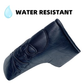 Skull Magnetic Golf Putter Cover Headcover Blade Putter Head Cover in Black Skeletion Golf Club Covers fits for Putters Width Under 1.6" (Black Stitching)