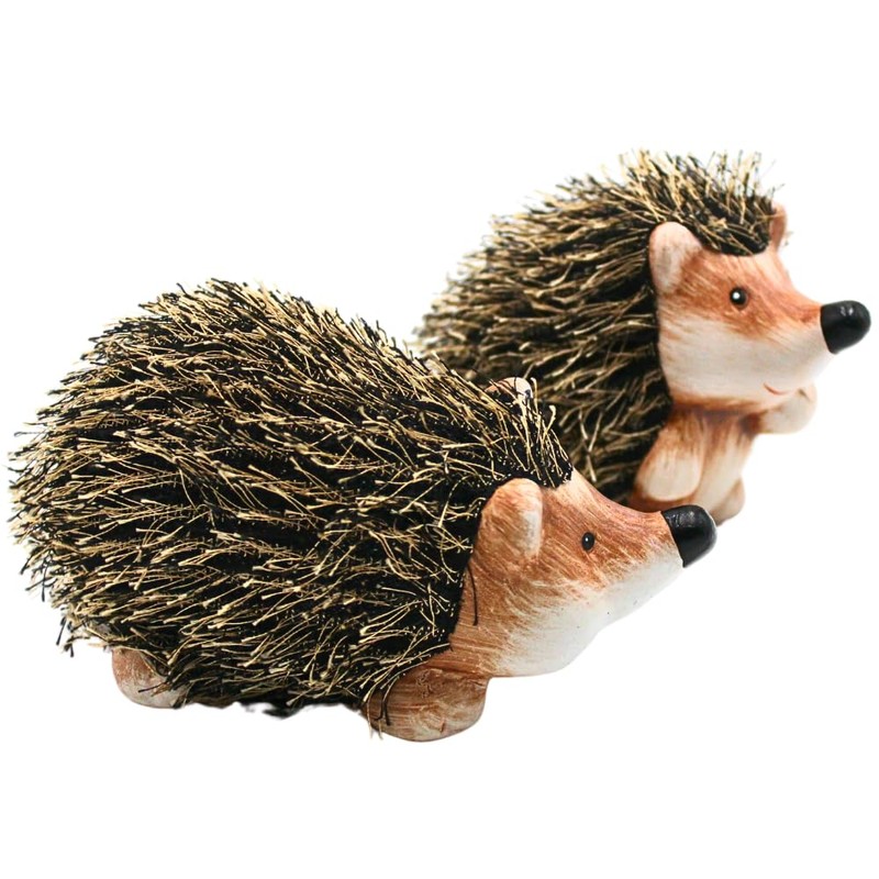 Decorative Hedgehog Ceramic Garden Hedgehog Decorative Hedgehog with Fur Set