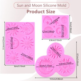 MIYAHOUSE Sun Moon Face Fondant Mold Sun Face Star Silicone Molds Set Of 3