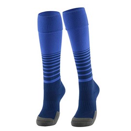 Pauboland Kid Boy's and Girl's 1-Pack Blue Cushioned Anti Blister Knee High Athletic Soccer Football Socks, M(1.5Y-4Y)