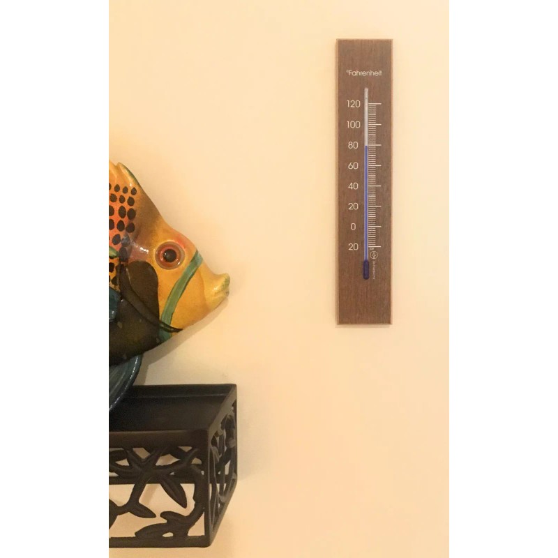 Hokco Analog Wall Thermometer Fahrenheit Scale Wood Walnut Finish 7.8