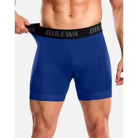 Bikewa Men's Cycling Underwear with Anti-Slip Leg Grips 4D Padded Bike Shorts MTB Liner for Bicycle Biking Riding(Royal Blue,L)