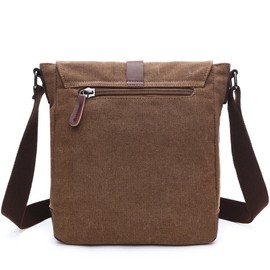 LOSMILE Shoulder Bag, Men's Messenger Bags, Vintage Military Canvas Bag for Work Travel and School.(Coffee)