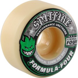 52mm Spitfire Wheels Formula Four Conical White w/Green & Black Skateboard Wheels - 101a with Viper Strike Skateboard Bearings 8mm Precision ABEC 7 Skateboard Bearings - Bundle of 2 Items