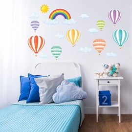 DECOWALL DWT-1801 Rainbow and Hot Air Balloons Wall Sticker Wall Sticker Wall Decoration for Living Room Bedroom Children's Room