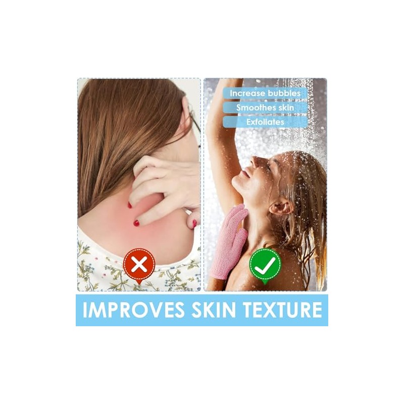Guantes Baño Pares Exfoliantes Ducha Nailon Súper Suaves Doble Cara